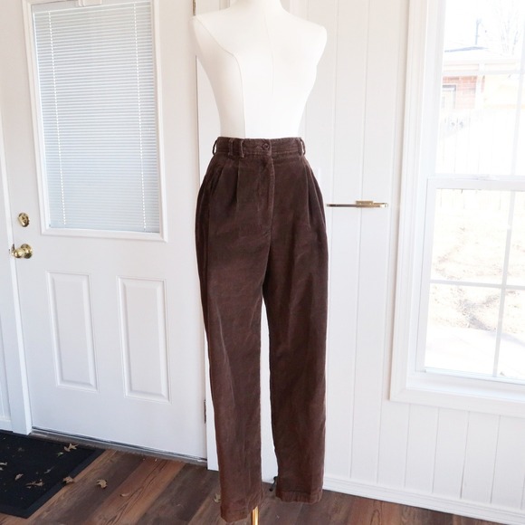 Rafaella Pants - Womens Vintage High Rise Corduroy Pants Size 6 Brown Dark Academia Poetcore Twee